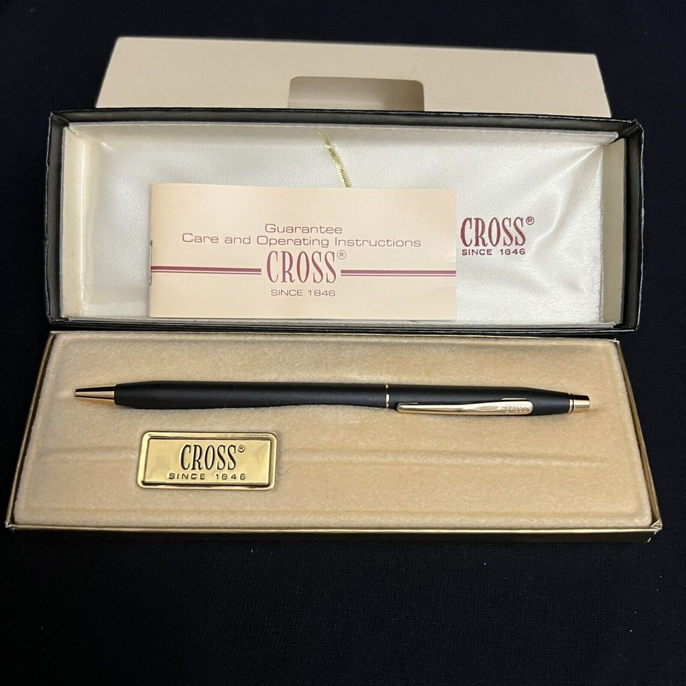 Vtg Cross Pen Ball Point 2502 Classic Black & Gold Tone Budget Rent A Car Logo